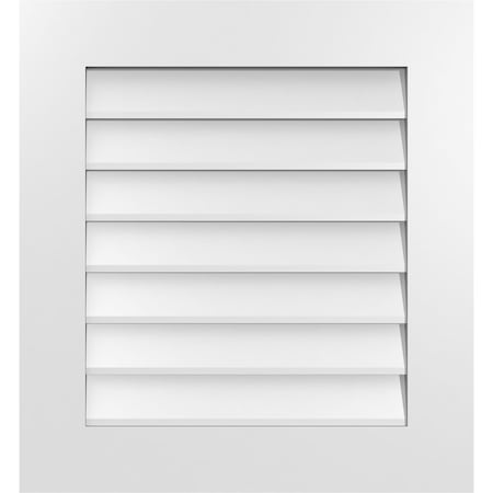 Ekena Millwork Vertical Surface Mount PVC Gable Vent: Non-Functional, w/ 3-1/2"W x 1"P Standard Frame, 24"W x 26"H GVPVE24X2601SN